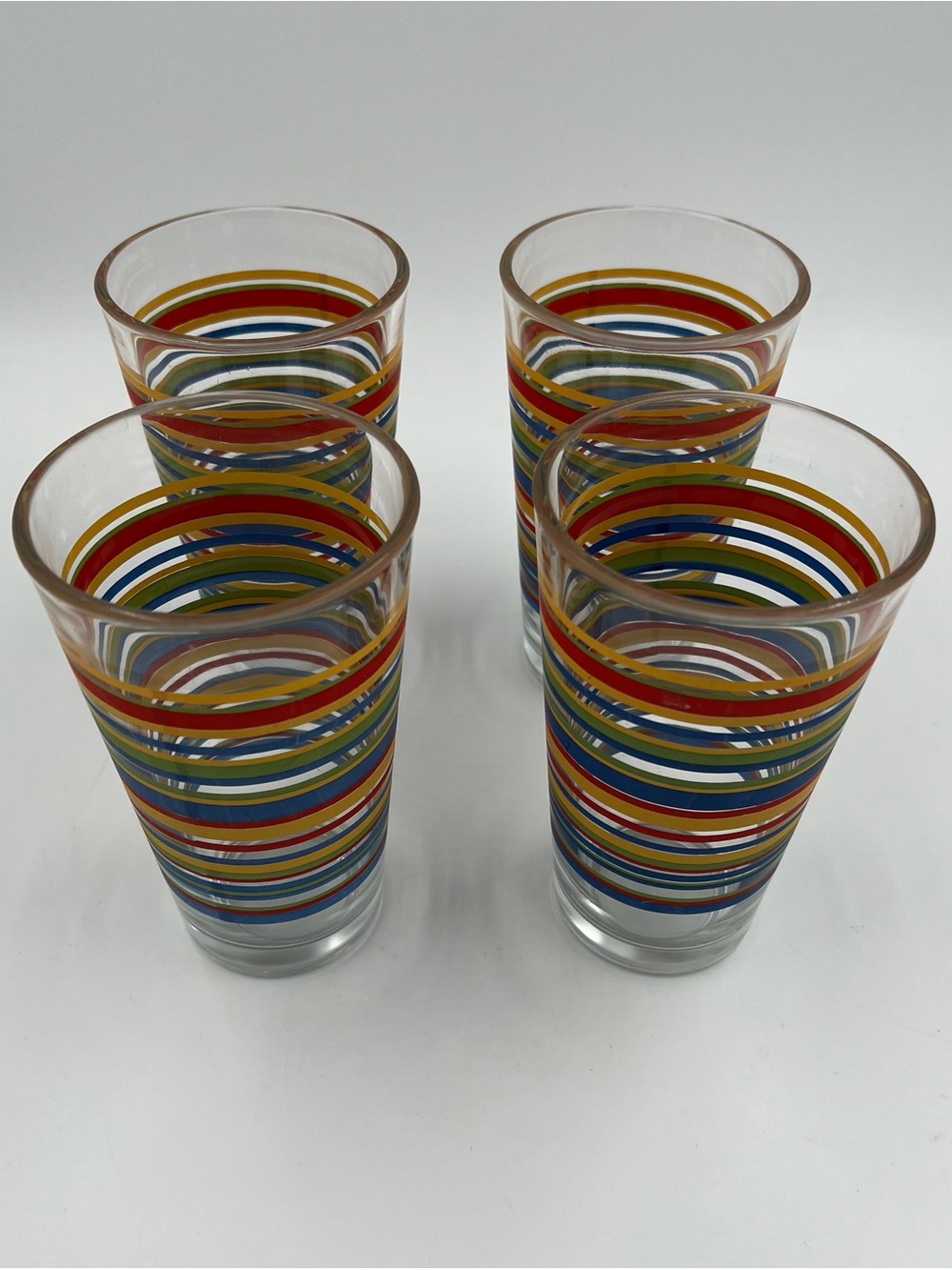 Libbey Vintage Mambo Fiesta Tumbler 16 oz Glasses multicolored Striped Set of 4